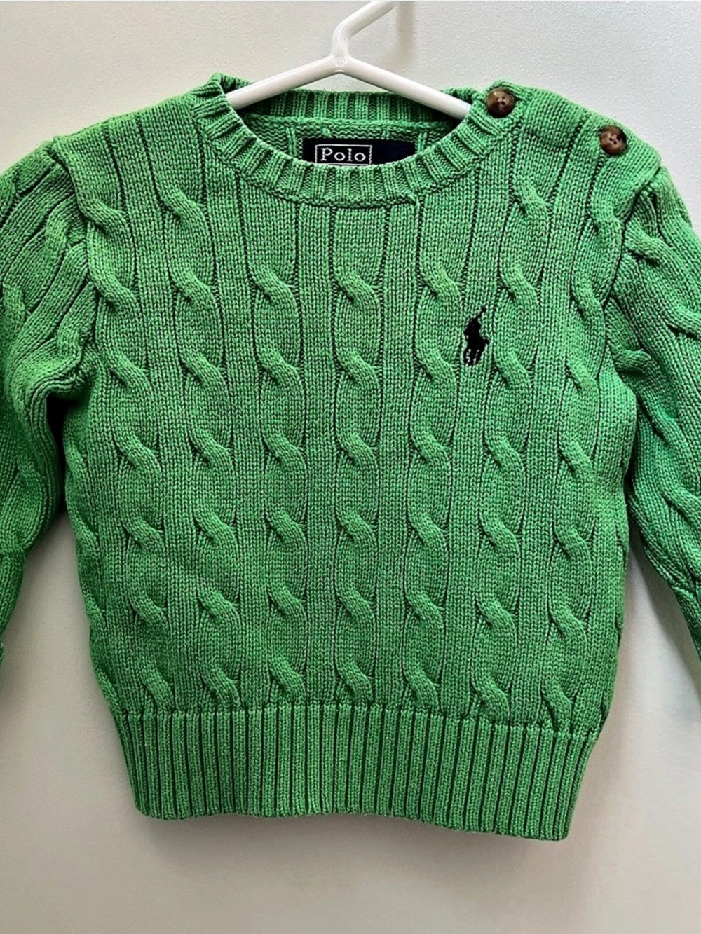 Polo Ralph Lauren Cable-Knit Shoulder-Button Sweater Green